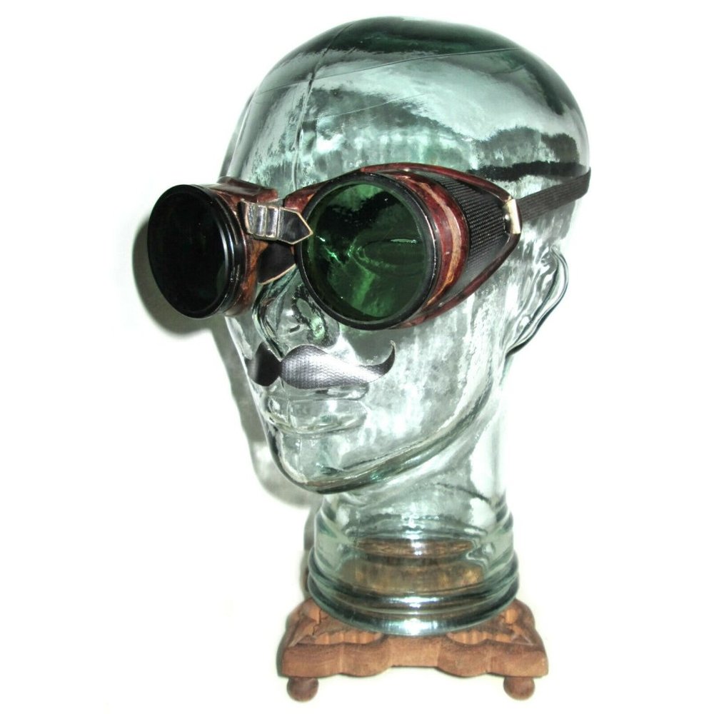 Antique American Optical Coverglas Green Sunglasses Goggles Vtg Old Steampunk AO
